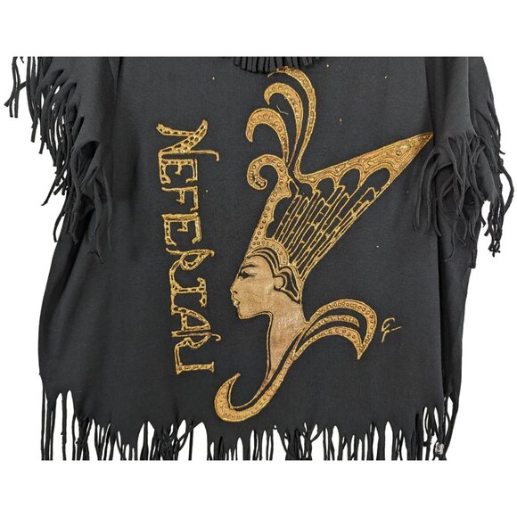 Fruit of the Loom BEST‎ Vintage Eqypt black T Shirt with Fringe and Beads - Picture 4 of 12